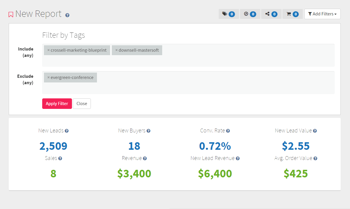 The Custom Segment Tool combining and excluding tags to build one audience