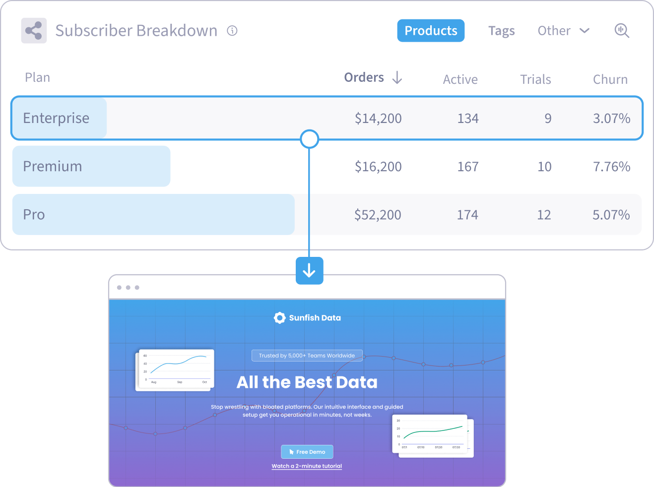 Product MRR in the SegMetrics Subscriptions Dashboard